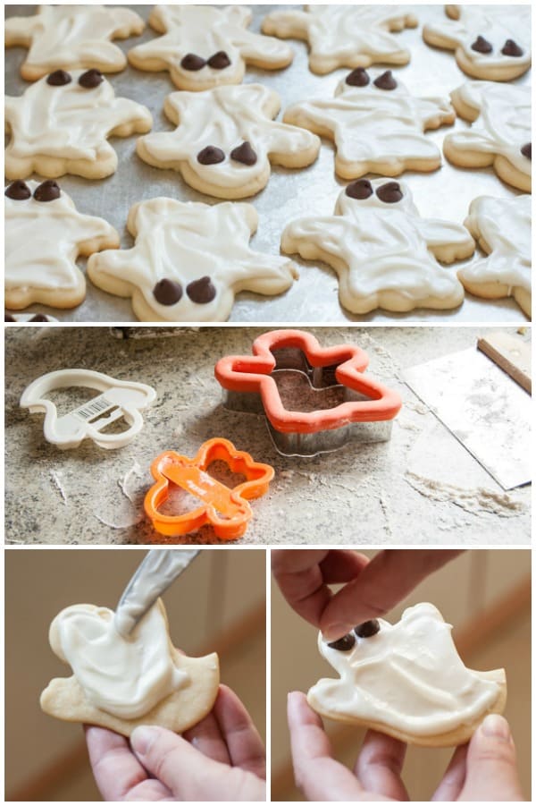Halloween Ghost Sugar Cookies with Cream Cheese Frosting - Pinch